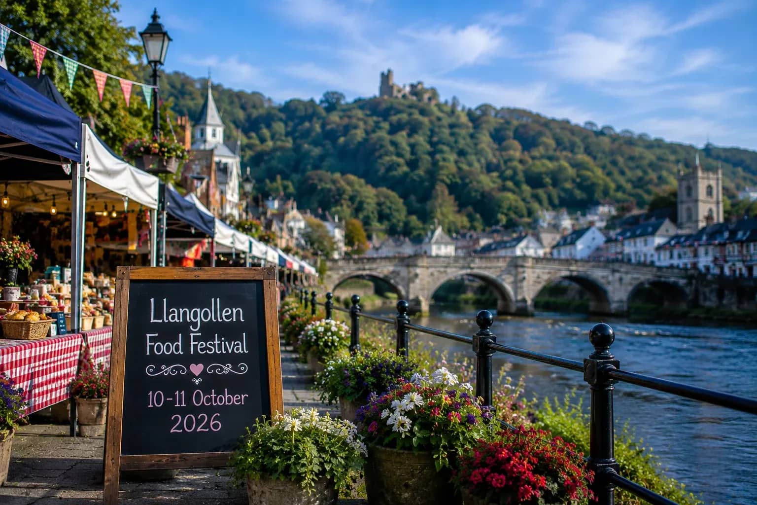 Bydd Llangollen Food Festival yn meddiannu'r dref ym mis Hydref